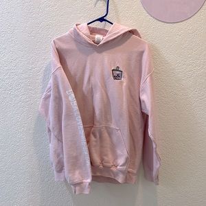 Boba Embroidered Graphic Pastel Pink Hoodie